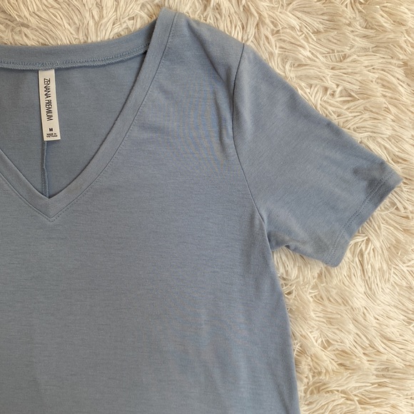 Zenana Premium V-Neck Top 💗 Blue-Gray - Picture 6 of 11